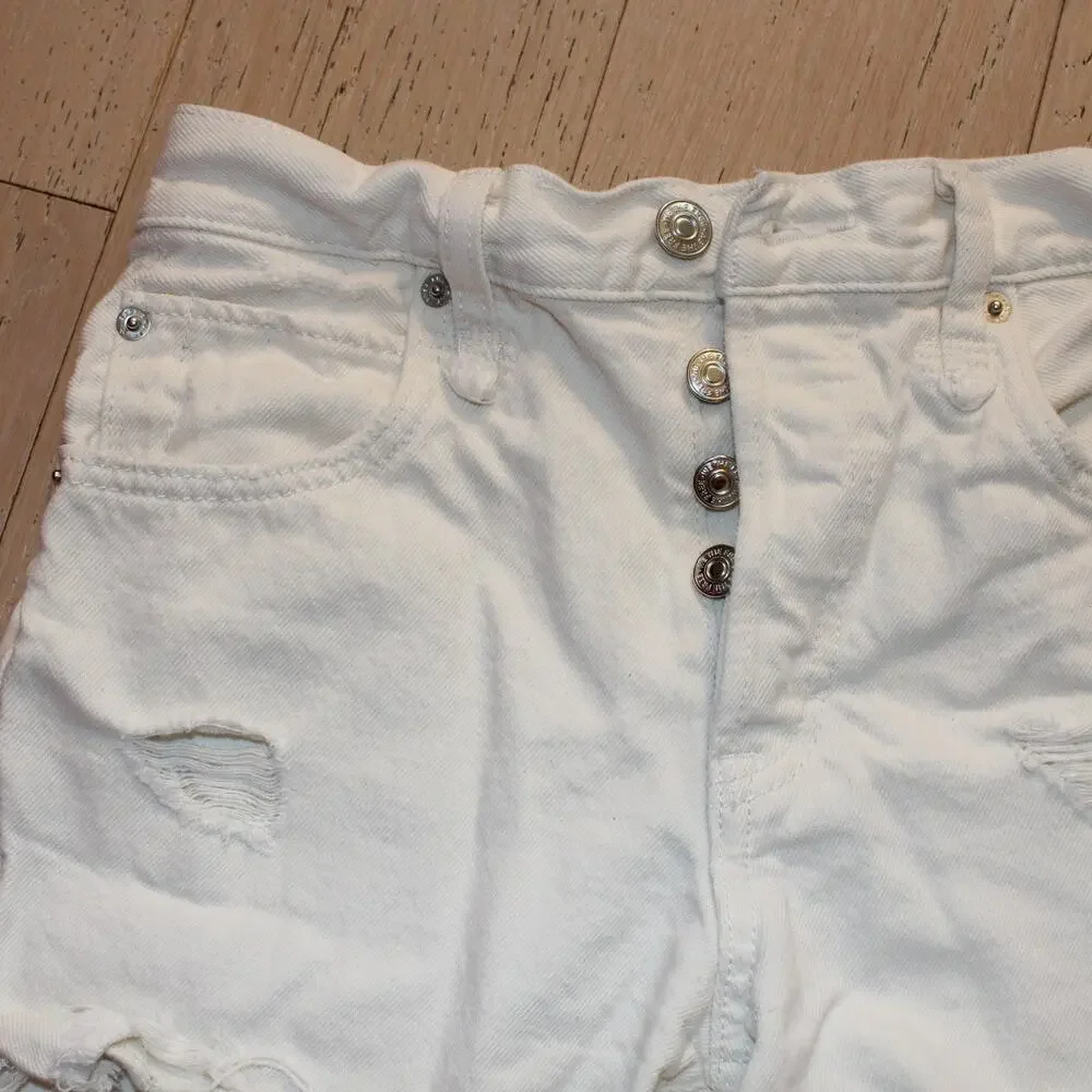 FREE PEOPLE We The Free Makai Cutoff Short White Distressed | 24